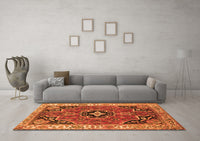 Machine Washable Oriental Orange Traditional Rug, wshtr4651org