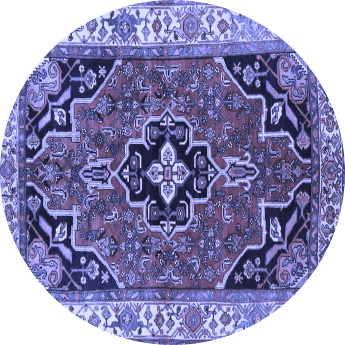 Round Oriental Blue Traditional Rug, tr4651blu