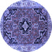 Round Oriental Blue Traditional Rug, tr4651blu