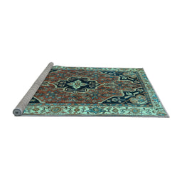 Sideview of Machine Washable Oriental Light Blue Traditional Rug, wshtr4651lblu