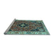 Sideview of Machine Washable Oriental Light Blue Traditional Rug, wshtr4651lblu