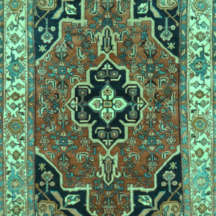 Machine Washable Oriental Turquoise Traditional Area Rugs, wshtr4651turq