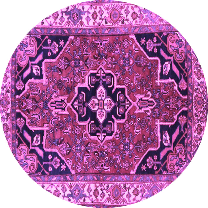 Round Machine Washable Oriental Purple Traditional Area Rugs, wshtr4651pur
