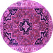 Round Machine Washable Oriental Purple Traditional Area Rugs, wshtr4651pur