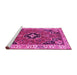 Sideview of Machine Washable Oriental Pink Traditional Rug, wshtr4651pnk