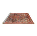 Sideview of Machine Washable Traditional Sunrise Orange Rug, wshtr4652