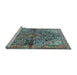 Sideview of Machine Washable Medallion Light Blue Traditional Rug, wshtr4652lblu