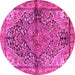 Round Medallion Pink Traditional Rug, tr4652pnk