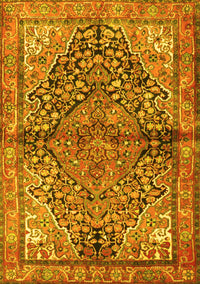 Medallion Yellow Traditional Rug, tr4652yw