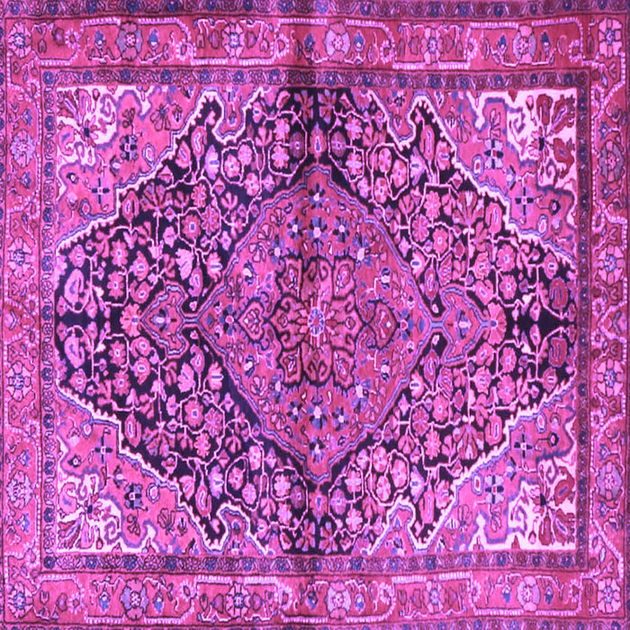 Square Machine Washable Medallion Purple Traditional Area Rugs, wshtr4652pur