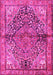 Machine Washable Medallion Pink Traditional Rug, wshtr4652pnk