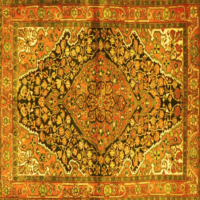 Square Medallion Yellow Traditional Rug, tr4652yw