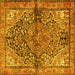 Square Medallion Yellow Traditional Rug, tr4652yw