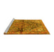 Sideview of Machine Washable Medallion Yellow Traditional Rug, wshtr4652yw