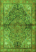 Serging Thickness of Machine Washable Medallion Green Traditional Area Rugs, wshtr4652grn