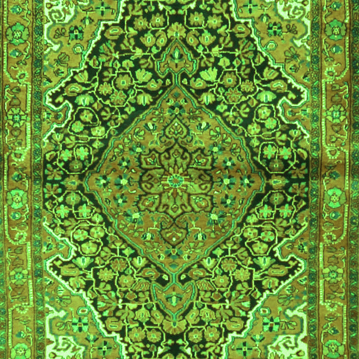 Serging Thickness of Machine Washable Medallion Green Traditional Area Rugs, wshtr4652grn