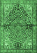 Machine Washable Medallion Emerald Green Traditional Area Rugs, wshtr4652emgrn