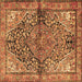 Square Medallion Brown Traditional Rug, tr4652brn