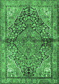 Medallion Emerald Green Traditional Rug, tr4652emgrn