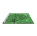 Sideview of Machine Washable Medallion Emerald Green Traditional Area Rugs, wshtr4652emgrn