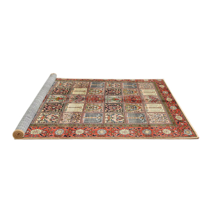 Sideview of Machine Washable Traditional Chestnut Red Rug, wshtr4653