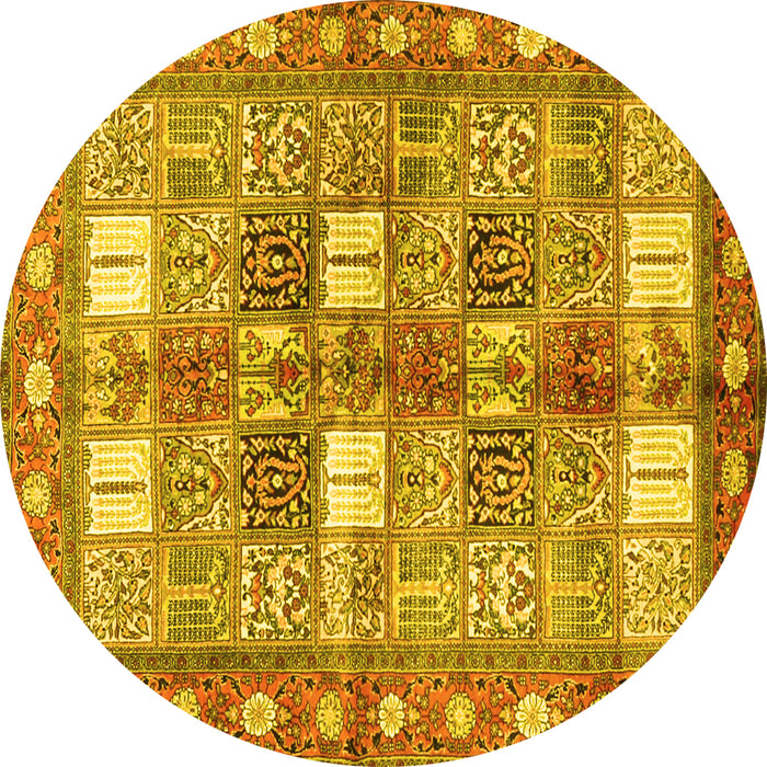 Round Persian Yellow Traditional Rug, tr4653yw