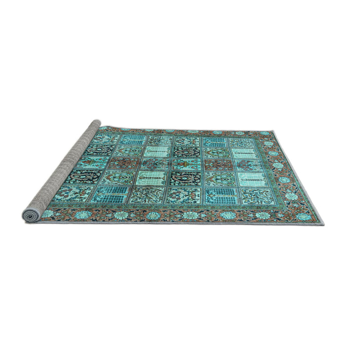 Sideview of Machine Washable Persian Light Blue Traditional Rug, wshtr4653lblu