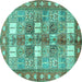 Round Machine Washable Persian Turquoise Traditional Area Rugs, wshtr4653turq