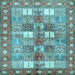 Square Machine Washable Persian Light Blue Traditional Rug, wshtr4653lblu