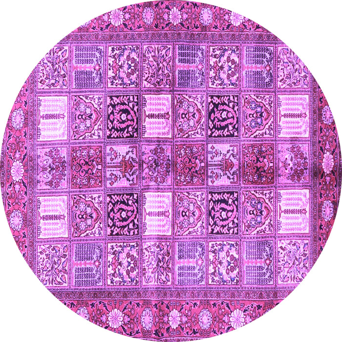 Round Machine Washable Persian Purple Traditional Area Rugs, wshtr4653pur