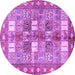 Round Machine Washable Persian Purple Traditional Area Rugs, wshtr4653pur