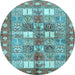 Round Machine Washable Persian Light Blue Traditional Rug, wshtr4653lblu