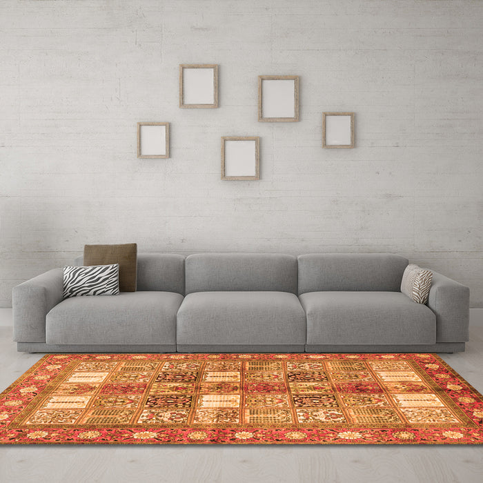 Machine Washable Persian Orange Traditional Area Rugs in a Living Room, wshtr4653org