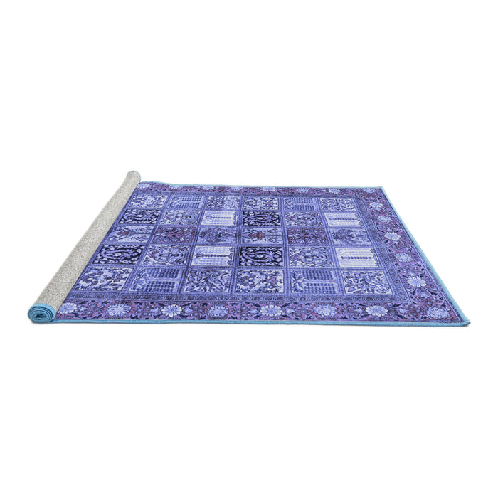 Sideview of Machine Washable Persian Blue Traditional Rug, wshtr4653blu