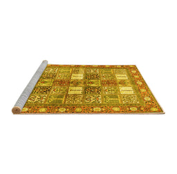 Sideview of Machine Washable Persian Yellow Traditional Rug, wshtr4653yw