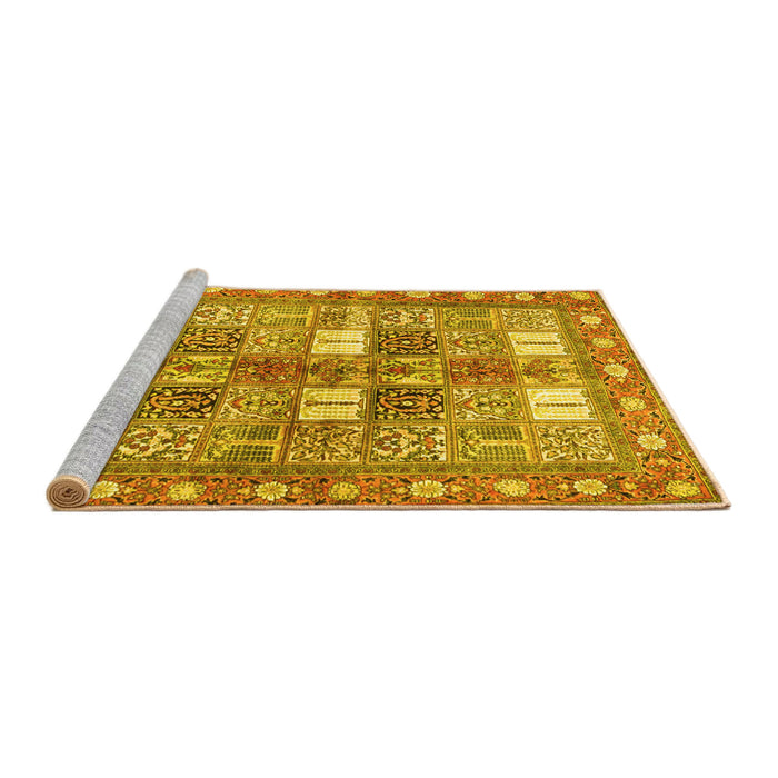 Sideview of Machine Washable Persian Yellow Traditional Rug, wshtr4653yw