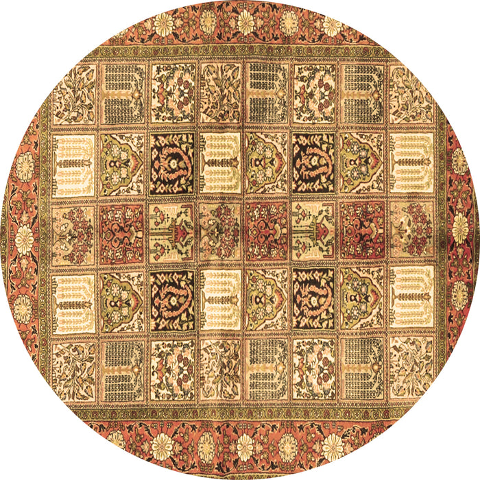 Round Persian Brown Traditional Rug, tr4653brn