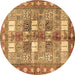 Round Persian Brown Traditional Rug, tr4653brn