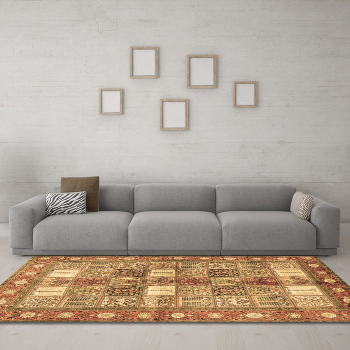 Machine Washable Persian Brown Traditional Rug in a Living Room,, wshtr4653brn