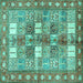 Square Machine Washable Persian Turquoise Traditional Area Rugs, wshtr4653turq