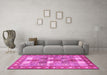 Machine Washable Persian Pink Traditional Rug in a Living Room, wshtr4653pnk