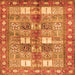 Round Machine Washable Persian Orange Traditional Area Rugs, wshtr4653org