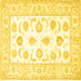 Square Machine Washable Oriental Yellow Traditional Rug, wshtr4654yw