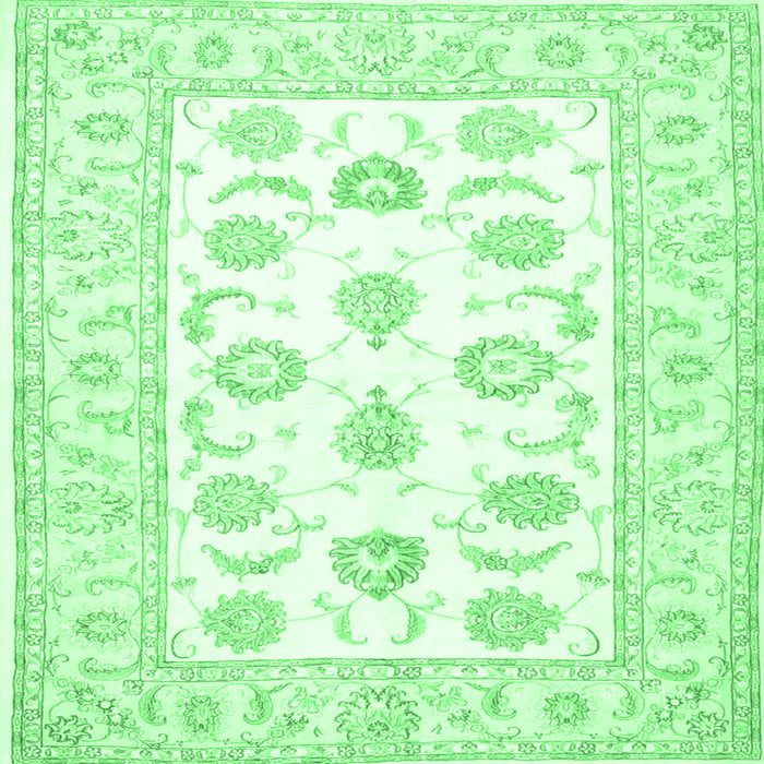 Square Oriental Emerald Green Traditional Rug, tr4654emgrn