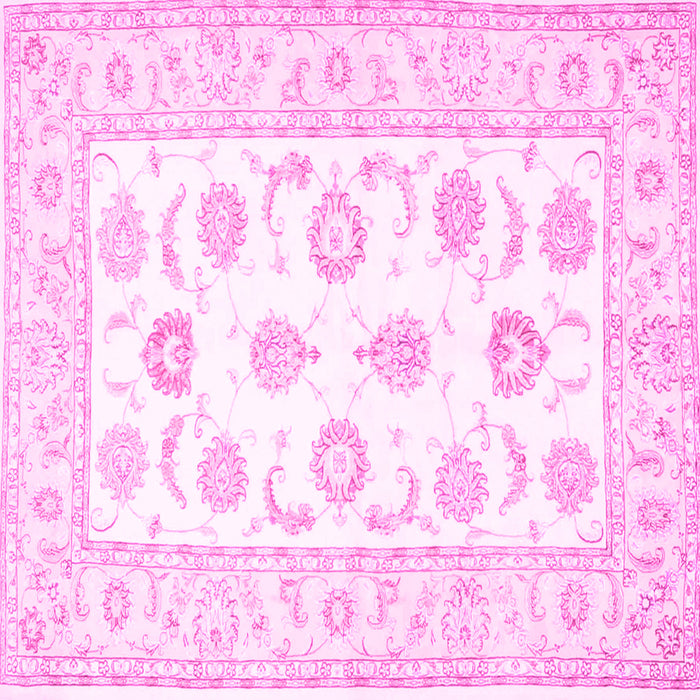 Square Machine Washable Oriental Pink Traditional Rug, wshtr4654pnk