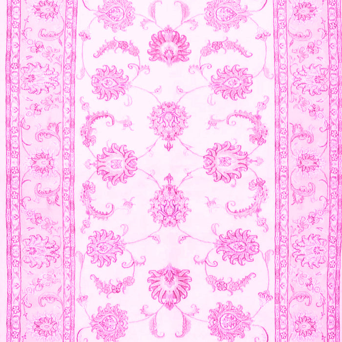 Machine Washable Oriental Pink Traditional Rug, wshtr4654pnk