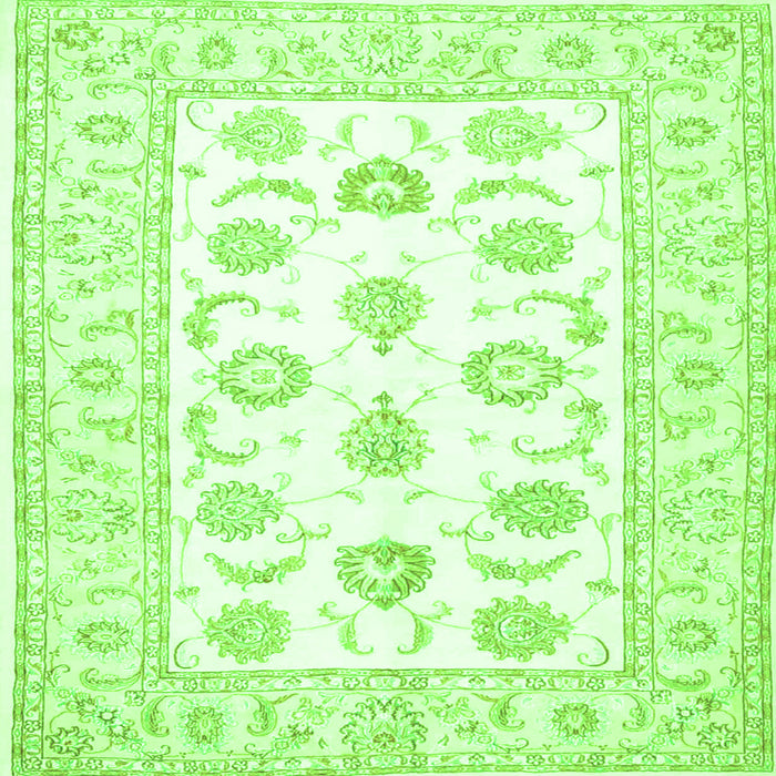 Round Machine Washable Oriental Green Traditional Area Rugs, wshtr4654grn