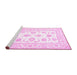 Sideview of Machine Washable Oriental Pink Traditional Rug, wshtr4654pnk