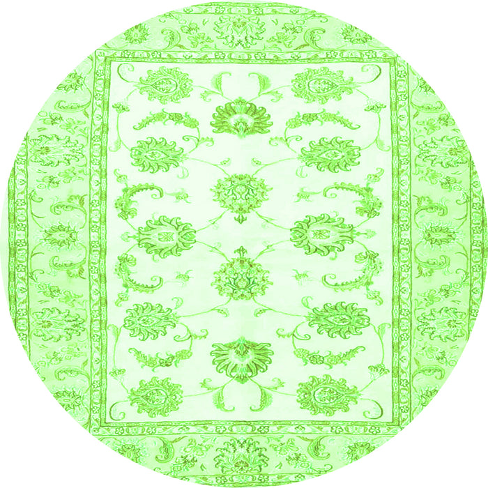 Square Oriental Green Traditional Rug, tr4654grn