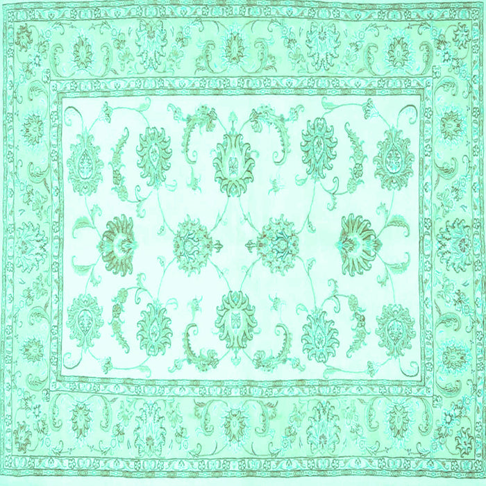 Square Oriental Turquoise Traditional Rug, tr4654turq